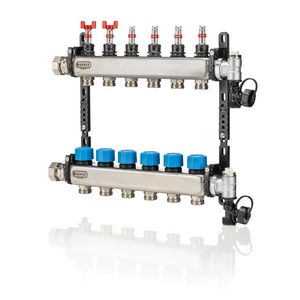 3-groeps verdeler UFH-MDSS RVS incl. debietmeters + vul-aftapkraan +ontluchter