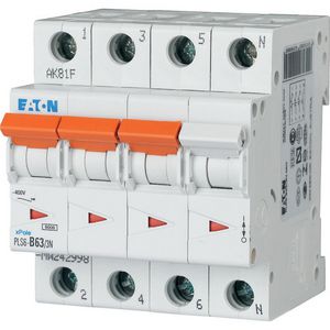 Installatie-automaat (MCB) PLS6, 63A, 3P+N, C-kar., 6ka Eaton