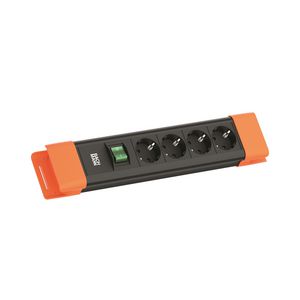 CONNECTUS 4x 230V RA schakelaar 2m RA zwart/oranje