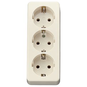 Wandcontactdoos 3-voudig b.cont. trekontl. slagvast wit