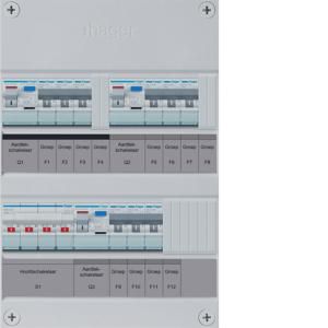 Groepenkast 9-groepver. HS 3xALS 2P 30mA 3-fase excl. buis
