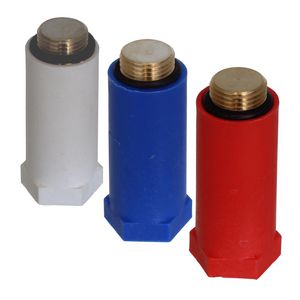 Bouwstop 1/2" blauw kunststof m. ms schroefdraad VVE=10