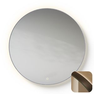 Spiegel Metallic Line Round brushed GunMetal Ø100cm met led-verlichting + verwarming