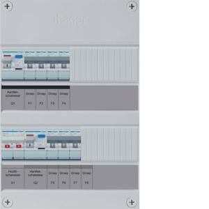 Groepenkast 7-groepver. HS 2xALS 30 mA 1F excl. buisinvoer