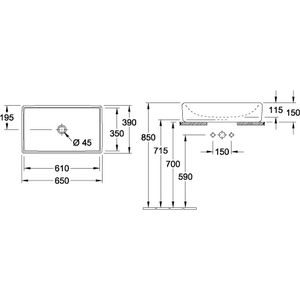 Opzetwastafel Antheus 650x388mm 4A1065RW