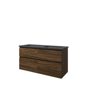 Set Proline hardsteen Elegant dubb. wastafel zonder kraangat onderkast 4x la asymmetrisch cabana oak 120x46cm