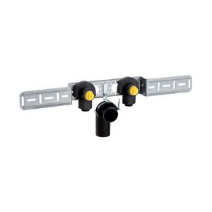 Muurplaat 2x hoh 153mm op beugel m afvoerbeugel 20x1/2"bn.dr. PUSHFIT insteek