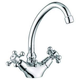 2-greeps VIOLA wastafelmengkraan + keramisch binnenwerk VLV077BR bronskleur