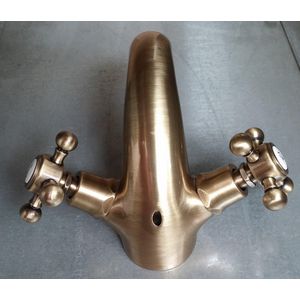 2-greeps VIOLA wastafelmengkraan + keramisch binnenwerk VLV075BR bronskleur