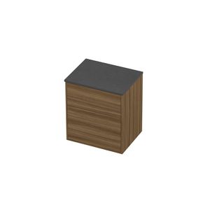 Deck Set Top afdekplaat hardsteen en onderkast tbv grepen 2 laden a-symmetrisch in kader 600x460x670mm Blue stone/Caramel walnut