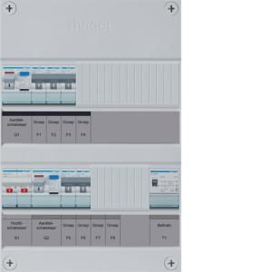 Groepenkast 5-groepver. HS 2xALS 30mA +T 1-fase excl. buis