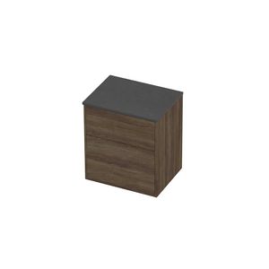 Deck Set Top afdekplaat hardsteen en onderkast tbv grepen 2 laden a-symmetrisch in kader 600x460x670mm Blue stone/Vital oak