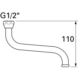 Onderuitloop 1/2 sprong 300mm chroom