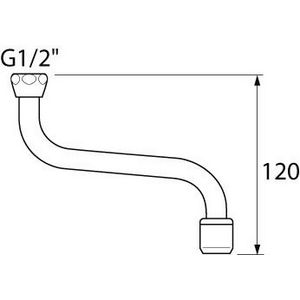 Onderuitloop 1/2 sprong 250mm chroom incl. perlator