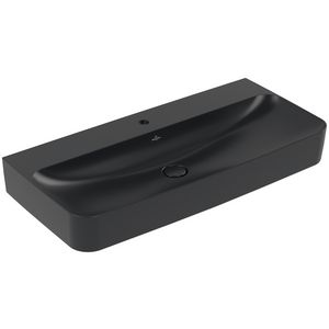 Wastafel Finion 1000x470mm Pure Black verdekte overloop 1x kraangat CeramicPlus geslepen
