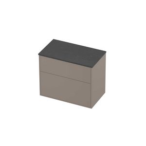 Deck Set Top afdekplaat hardsteen en onderkast tbv grepen 2 laden a-symmetrisch in kader 800x460x670mm Blue stone/Clay beige