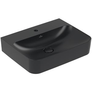 Wastafel Finion 600x470mm Pure Black verdekte overloop 1x kraangat CeramicPlus