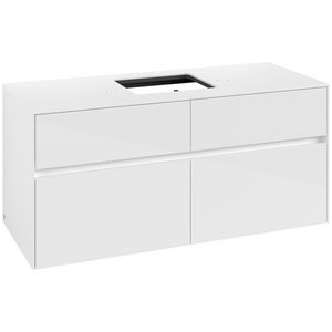Wastafelonderkast Collaro 1200x548x500mm Glossy White C12800DH