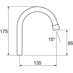 Draaibare U-uitloop met perlator 135mm