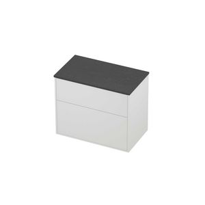 Deck Set Top afdekplaat hardsteen en onderkast tbv grepen 2 laden a-symmetrisch in kader 800x460x670mm Blue stone/matt white
