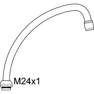Bovenuitloop M24x1 x 120mm chroom m.perlator