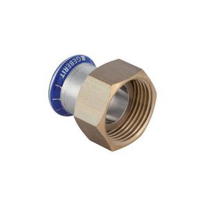 2-del. koppeling vlak MAPRESS RVS 15x wartel 3/4" (wartel messing)