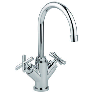 Wastafelkraan QUATTTRO chroom 2-greeps draaibare uitloop 160mm excl. waste