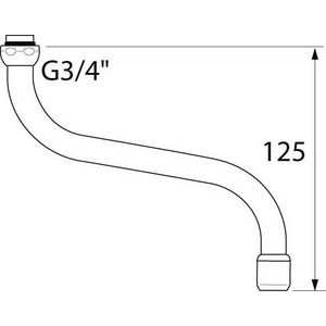 Onderuitloop 3/4 sprong 200mm chroom incl. perlator