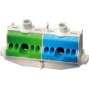 PE en Nul-Insteekklem 2x1x25-2x4x4mm2 DIN-rail Groen/Blauw