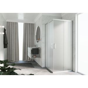 Hoekinstap (1 omkeerbaar deel) ZEPHYROS 2.0 1020-1050x2000mm Satin Glas profiel matchroom