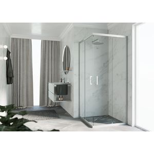 Hoekinstap (1 omkeerbaar deel) ZEPHYROS 2.0 870-900x2000mm helder glas profiel matchroom