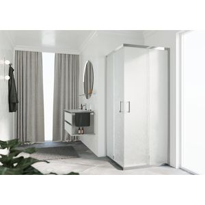 Hoekinstap (1 omkeerbaar deel) ZEPHYROS 2.0 1020-1050x2000mm glas niva profiel chroom