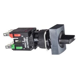 Keuzeschakelaar 2 standen Ø16mm 1NO + 1NC Zwart