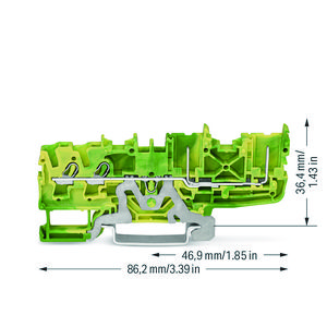 2-draads/2-pins PE-basisklem 2,5mm² rail 35x15+35x7, VVE=50