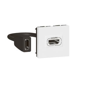 Contactdoos HDMI voorbekabeld 2 modulen wit Mosaic
