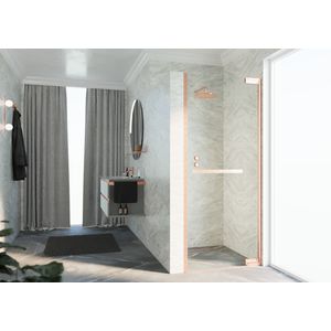 Douche draaideur N180 type 1B 100 bereik 985-1000x2000mm helder glas brushed red gold