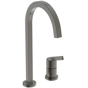 Keukenmengkraan 2-gats m. hoge hoekige uitloop magnetic grey Gusto