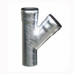 T-stuk staal therm. verzinkt 220X v. HWA 45° DN100 excl. rubber manchet