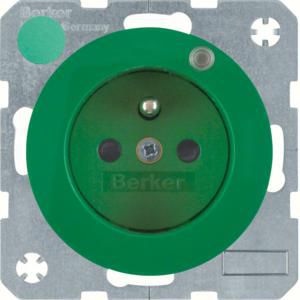 Wandcontactdoos penaarde contr-led berker R.1/R.3/R.8 groen