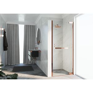 Douche draaideur N180 type 1B 100 bereik 985-1000x2000mm helder glas shiny red gold