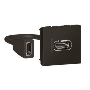 Contactdoos HDMI voorbekabeld 2 modulen zwart Mosaic
