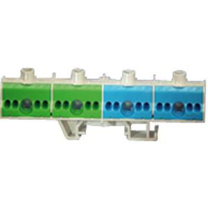 PE en Nul-Insteekklem 2x2x25-2x8x4mm2 DIN-rail Groen/Blauw