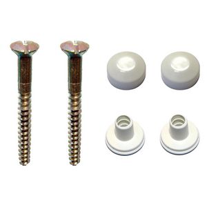 Set a 2st. Potschroeven 6x70mm messing incl. witte kap