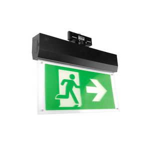 Nood uitgangsbord 3-fase rail zwart AT incl pictogrammen