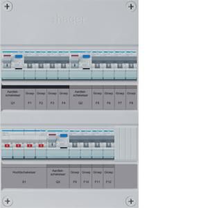 Groepenkast 12-groepver HS 3xALS 2P 30mA 3F excl buisinvoer