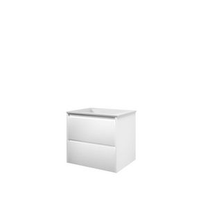 Set Proline polystone Elegant wastafel glans wit zonder kraangat onderkast symmetrisch mat wit 60x46cm
