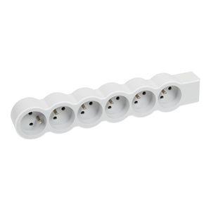 Contactdoos standaard 6xPA z.snoer wit-grijs VVE=10