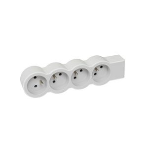 Contactdoos standaard 4xPA z.snoer wit-grijs VVE=10