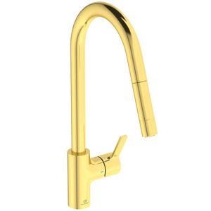 Keukenmengkraan hoge ronde uitloop brushed gold Gusto BD416A2