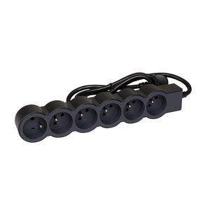 Contactdoos standaard 6xPA met 1,5m. zwart VVE=10